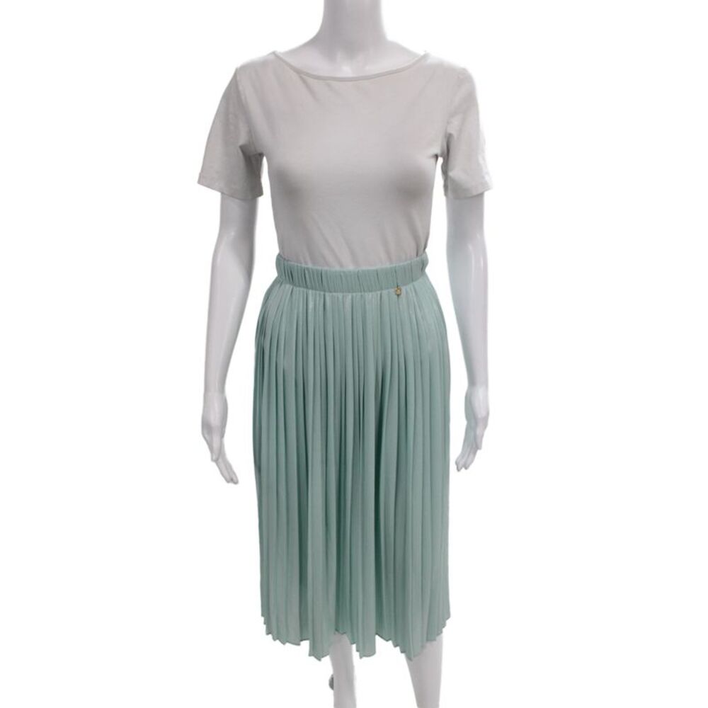 Elisabetta Franchi Womens Pleated Green Midi Skirt Polyester Zip Size 38